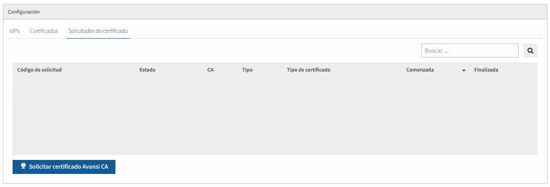Solicitudes de certificado