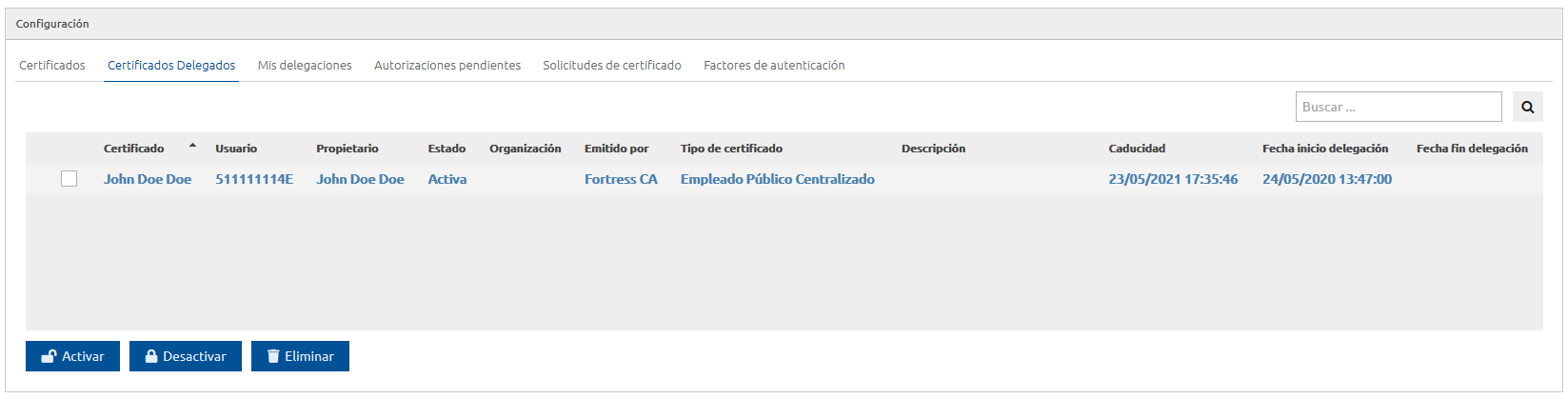 Certificados delegados