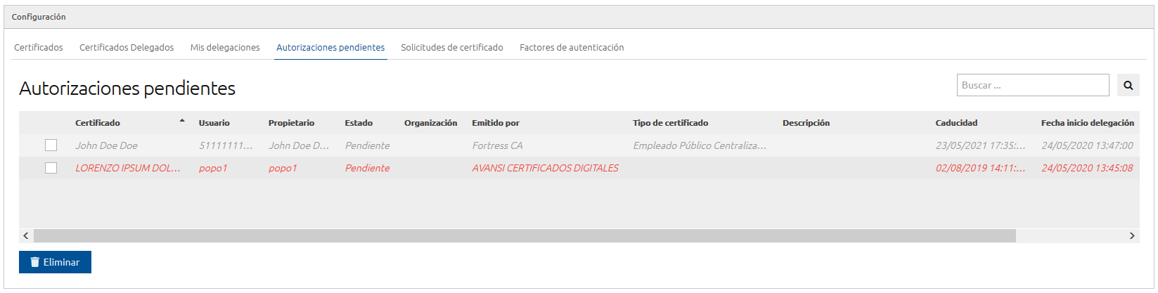 Autorizaciones pendientes